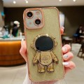 For iPhone 15 Glitter Electroplating Astronaut Holder Phone Case(Gold)