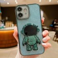 For iPhone 12 Glitter Electroplating Astronaut Holder Phone Case(Green)