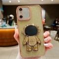 For iPhone XS Max Glitter Electroplating Astronaut Holder Phone Case(Gold)