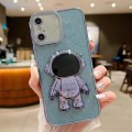 For iPhone XS Max Glitter Electroplating Astronaut Holder Phone Case(Blue)