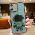 For iPhone XS Max Glitter Electroplating Astronaut Holder Phone Case(Green)
