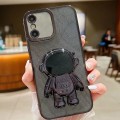 For iPhone X / XS Glitter Electroplating Astronaut Holder Phone Case(Black)