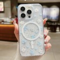 For iPhone 15 Pro Max Spring Garden MagSafe TPU Phone Case(F06 Blue White Flowers)