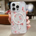 For iPhone 15 Pro Spring Garden MagSafe TPU Phone Case(F03 Red Plum)