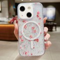 For iPhone 15 Plus Spring Garden MagSafe TPU Phone Case(F03 Red Plum)