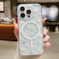 For iPhone 14 Pro Spring Garden MagSafe TPU Phone Case(F06 Blue White Flowers)