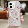 For iPhone 12 / 12 Pro Spring Garden MagSafe TPU Phone Case(F03 Red Plum)