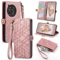 For OnePlus Ace 3 Geometric Zipper Wallet Side Buckle Leather Phone Case(Pink)