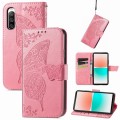 For Sony Xperia 10 IV Butterfly Love Flower Embossed Leather Phone Case(Pink)