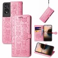 For TCL 40 NXTpaper 5G Cat and Dog Embossed Leather Phone Case(Pink)