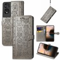 For TCL 40 NXTpaper 5G Cat and Dog Embossed Leather Phone Case(Gray)