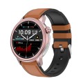 ET470 1.39 inch Color Screen Smart Watch Leather Strap, Support Bluetooth Call / ECG(Brown)