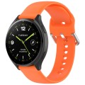 For Xiaomi Watch 2 Solid Color Metal Silver Buckle Silicone Watch Band, Size: L(Orange)