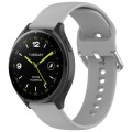 For Xiaomi Watch 2 Solid Color Metal Silver Buckle Silicone Watch Band, Size: L(Gray)