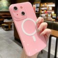 For iPhone 14 Jelly Glitter Solid Color MagSafe TPU Phone Case(Peach Pink)