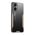 For OPPO A96 Blade Series TPU Hybrid Metal Phone Case(Gold)