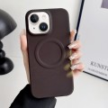 For iPhone 15 Plus MagSafe Thermal Sensor Discoloration Silicone Phone Case(Dark Brown)