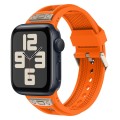 For Apple Watch SE 2023 44mm Breathable Stainless Steel Mesh TPU Watch Band(Orange Titanium)