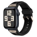 For Apple Watch SE 2023 44mm Breathable Stainless Steel Mesh TPU Watch Band(Black Titanium)