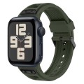 For Apple Watch SE 2023 44mm Breathable Stainless Steel Mesh TPU Watch Band(Green Black)