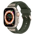 For Apple Watch Ultra 2 49mm Breathable Stainless Steel Mesh TPU Watch Band(Green Titanium)