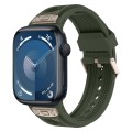 For  Apple Watch Series 9 45mm Breathable Stainless Steel Mesh TPU Watch Band(Green Titanium)