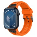 For  Apple Watch Series 9 45mm Breathable Stainless Steel Mesh TPU Watch Band(Orange Black)