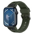 For  Apple Watch Series 9 45mm Breathable Stainless Steel Mesh TPU Watch Band(Green Black)