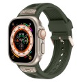 For Apple Watch Ultra 49mm Breathable Stainless Steel Mesh TPU Watch Band(Green Titanium)