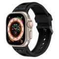 For Apple Watch Ultra 49mm Breathable Stainless Steel Mesh TPU Watch Band(Black Black)
