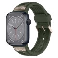 For Apple Watch Series 8 45mm Breathable Stainless Steel Mesh TPU Watch Band(Green Titanium)