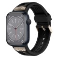 For Apple Watch Series 8 45mm Breathable Stainless Steel Mesh TPU Watch Band(Black Titanium)