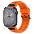 For Apple Watch Series 8 45mm Breathable Stainless Steel Mesh TPU Watch Band(Orange Black)