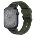 For Apple Watch Series 8 45mm Breathable Stainless Steel Mesh TPU Watch Band(Green Black)