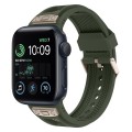 For Apple Watch SE 2022 44mm Breathable Stainless Steel Mesh TPU Watch Band(Green Titanium)