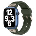 For Apple Watch Series 7 45mm Breathable Stainless Steel Mesh TPU Watch Band(Green Titanium)