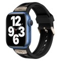 For Apple Watch Series 7 45mm Breathable Stainless Steel Mesh TPU Watch Band(Black Titanium)