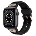 For Apple Watch Series 6 44mm Breathable Stainless Steel Mesh TPU Watch Band(Black Titanium)