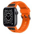 For Apple Watch Series 6 44mm Breathable Stainless Steel Mesh TPU Watch Band(Orange Black)
