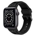 For Apple Watch Series 6 44mm Breathable Stainless Steel Mesh TPU Watch Band(Black Black)