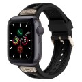 For Apple Watch Series 5 44mm Breathable Stainless Steel Mesh TPU Watch Band(Black Titanium)