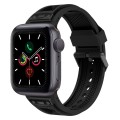 For Apple Watch Series 5 44mm Breathable Stainless Steel Mesh TPU Watch Band(Black Black)