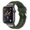 For  Apple Watch Series 4 44mm Breathable Stainless Steel Mesh TPU Watch Band(Green Titanium)