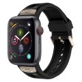 For  Apple Watch Series 4 44mm Breathable Stainless Steel Mesh TPU Watch Band(Black Titanium)
