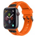 For  Apple Watch Series 4 44mm Breathable Stainless Steel Mesh TPU Watch Band(Orange Black)