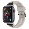For  Apple Watch Series 4 44mm Breathable Stainless Steel Mesh TPU Watch Band(Starlight Black)