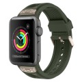 For Apple Watch Series 3 42mm Breathable Stainless Steel Mesh TPU Watch Band(Green Titanium)