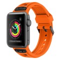 For Apple Watch Series 3 42mm Breathable Stainless Steel Mesh TPU Watch Band(Orange Black)