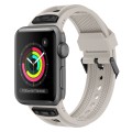 For Apple Watch Series 3 42mm Breathable Stainless Steel Mesh TPU Watch Band(Starlight Black)