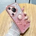For Huawei Pura 70 Pro Gradient Glitter Immortal Flower Ring All-inclusive Phone Case(Pink)